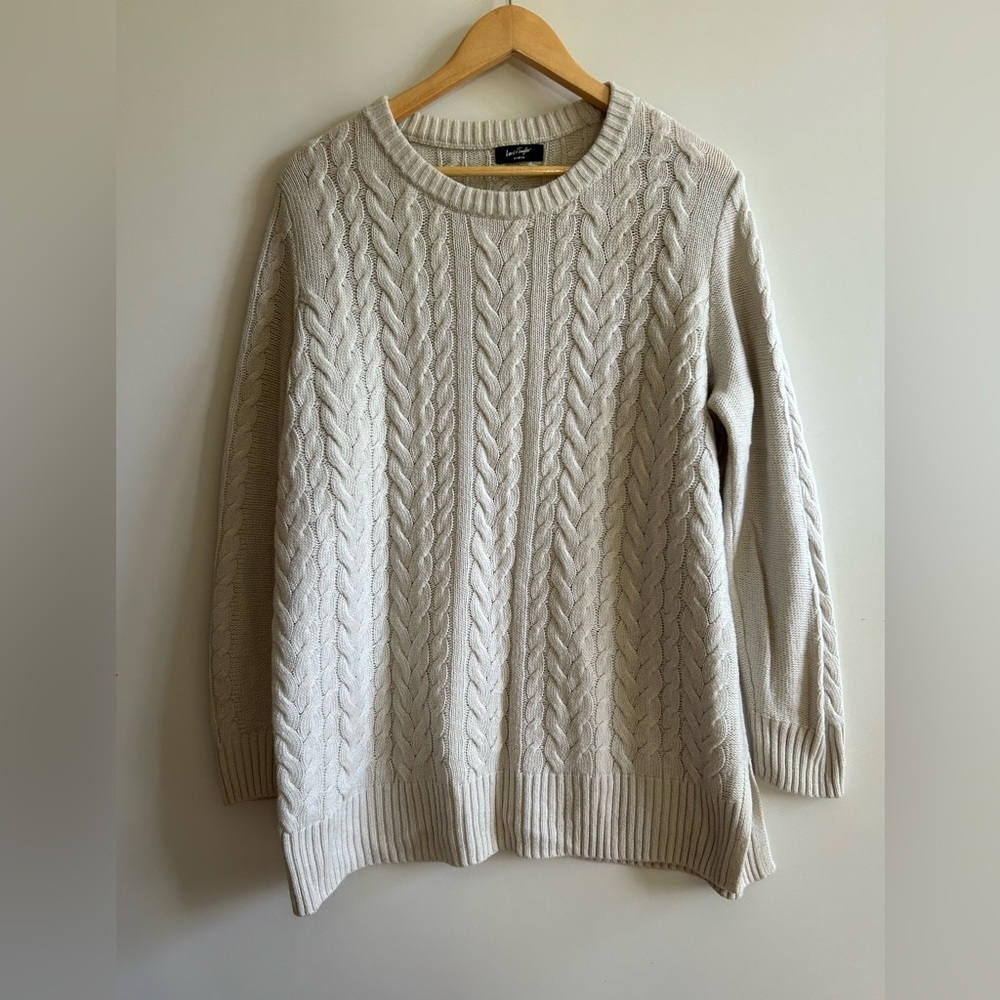 Lord & Taylor Cream Cable Knit Sweater
